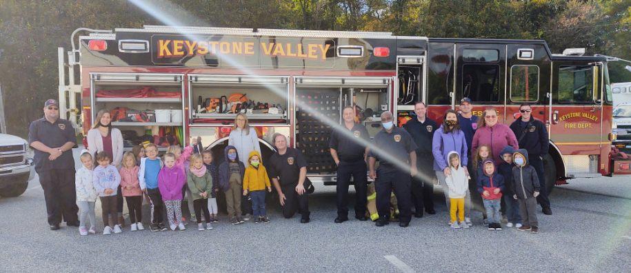 Group Photo from Monday's Fire Prevention at Maple Grove Preschool 
