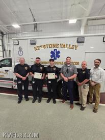 George Degnan, Mitch Russum, Colin Panchelli, EMS Council Chaz Brogan
Harry Moore & Matthew Collins
Not pictured in EMS Supervisor William Dill
